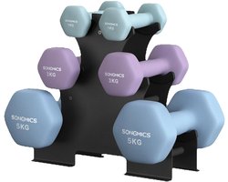 Solayne Dumbells - Gewichten - Dumbelss Set - Dumbell Rek - Met Standaard - Anti slip coating - Voor thuisfitness - Mixed colors