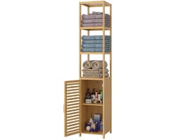 Solayne Kast - Badkamerkast - Badkamermeubel - Opbergkast - Organizer - Ruimtebesparend - Vochtbestendig - 33x34x169 cm - Bamboe