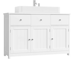 Solayne Kast - Badkamerkast - Badkamermeubel - Wastafel - Wastafelkast - Wastafelmeubel - 2 laden, 3 deuren - 100x30x61 cm - Wit