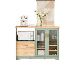 Solayne Kast - Keukenkast - Dressoir - Buffetkast - Magnetronkast - Buffetkast keuken - Organizer - 120x40x90 cm - Groen