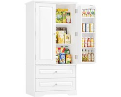 Solayne Kast - Keukenkast - Opbergkast - Opbergkast met deuren - Keukenkast organizer - Voorraadkast - 60x40x120 cm - Wit