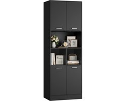 Solayne Kast - Kledingkast - Badkamerkast - Boekenkast - Keukenkast - Badkamermeubel - Opbergkast - Organizer - 180,5x60x40cm - Zwart