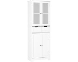 Solayne Kast - Kledingkast - Badkamerkast - Keukenkast - Badkamermeubel - Opbergkast - Buffetkast - Slaapkamer - 60x30x170 cm - Wit