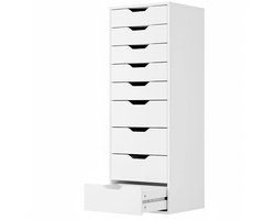 Solayne Kast - Ladekast - Opbergkast - Organizer - Ladenkastje - Woonkamer - Slaapkamerkasten - 9 lades - 124,3x45x40 cm - Wit