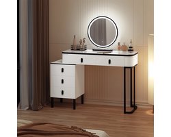 Solayne Make up tafel - Kaptafel - Make up tafel met spiegel - Toilettafel - Make up tafel kind - Met LEDverlichting - 100x40x126cm