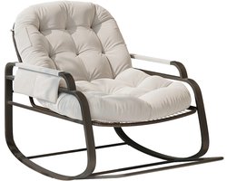 Solayne Stoel - Fauteuil - Schommelstoel - Relaxfauteuil - Relaxstoel - Loungestoel - Voetensteun&Zonneklep - Rotan - Beige