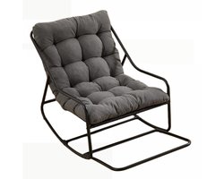 Solayne Stoel - Fauteuil - Schommelstoel - Relaxfauteuil - Relaxstoel - Loungestoel - Volwassenen - Rotan - 116x75x82cm - Zwart/Grijs