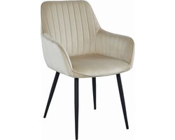 SOLDEN Stoel - Beige Velvet, Metalen Poten, Stijlvol Ontwerp en Optimaal Zitcomfort voor Woonkamer, Slaapkamer, Eetkamer of Kantoor, Max. 120 kg