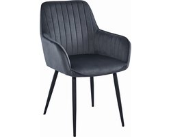 SOLDEN Stoel - Donkergrijs Velvet, Metalen Poten, Stijlvol Ontwerp en Optimaal Zitcomfort voor Woonkamer, Slaapkamer, Eetkamer of Kantoor, Max. 120 kg