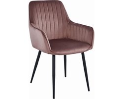 SOLDEN Stoel - Donkerroze Velvet, Metalen Poten, Stijlvol Ontwerp en Optimaal Zitcomfort voor Woonkamer, Slaapkamer, Eetkamer of Kantoor, Max. 120 kg