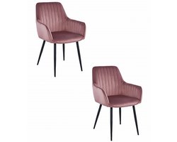 SOLDEN stoel - roze fluweel / zwarte poten x 2