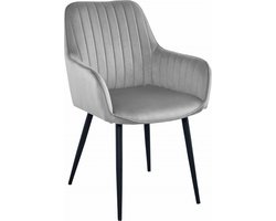 SOLDEN Stoel - Zilvergrijs Velvet, Metalen Poten, Stijlvol Ontwerp en Optimaal Zitcomfort voor Woonkamer, Slaapkamer, Eetkamer of Kantoor, Max. 120 kg