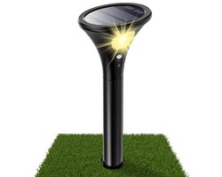 Solgaro® Solar Tuinverlichting Grondo - 2 Stuks - Tuinverlichting Op Zonne Energie - Buitenlamp met Bewegingssensor - Warm Wit Licht - Dag nacht sensor - Tuinlamp - Tuinspot - Met Grondspies