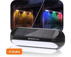 Solgaro® Tuinverlichting Dense - 4 stuks - Solar Tuinverlichting Op Zonne energie - Solar Wandlamp Buiten - Dag nacht sensor - 11 LEDs - RGB - Warm Wit Licht - Met Schroeven - Kerst