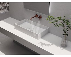Solid Store Donna Matte - Luxe opbouw waskom - Rechthoekig - 80 x 38cm - Mat Wit - Solid Surface - Minimalistisch design - Modern design