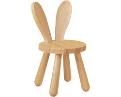 Solid Wood Kinderstoel - Kinderstoel met Konijnoren - Rugleuning en Antislipvoorziening - Rubberhouten Stoel voor Kinderen - Kinderkamer Meubilair - 25 cm Hoogte