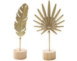 Solidchoice - Creatieve Gouden Veer en Blad Beeldjesset voor Decoratie