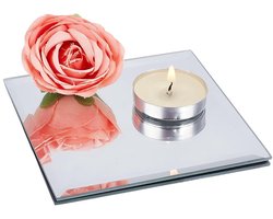 Solidchoice - Dailygoody - Vierkante Glazen Spiegeltegels - Decoratieve Spiegel - 2 Stuks 10x10cm - Whitesmoke - Wanddecoratie - Geschikt voor Bruiloft en DIY