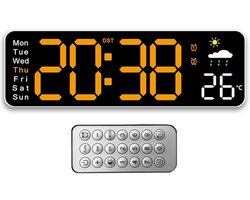 Solidchoice - Digitale Wandklok met Afstandsbediening en Dimbare Helderheid