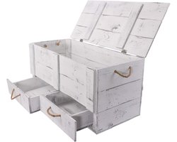 Solidchoice - Grote Houten Opbergkist met Deksel en Laden
