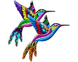 Solidchoice- Kolibrie Muurkunst 3D Ontwerp - Muurdecoratie Metalen Sculpturen - Wanddecoratie Roestvrij Ijzer - Vogelornamenten Tuin/Huis - Set van 2 Stuks