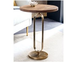 Solidchoice- Salontafel Antieke Look - Bijzettafel Goud Messing - Barokstijl - Hoogte 60 cm - Diepte 45 cm - Uniek Handwerk