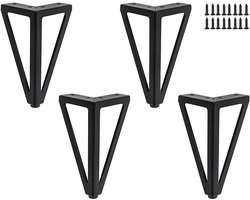 Solidchoice - Set van 4 Zwarte Metalen Meubelpoten 15 cm