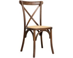 Solidchoice - Vintage Keukenstoel van Essenhout met Rotan Zitting