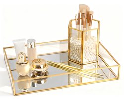 Solidchoice - Vintage Metalen Glazen Opbergdoos - Sieraden en Cosmetica Organizer