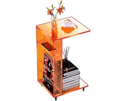 SolidKeus - C-vormige Transparante Bijzettafel op Wielen voor Kleine Ruimtes