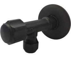 Solidparts Hoekstopkraan Zwart met rozet 10mm x 1/2"