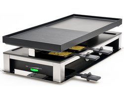 Solis 3 in 1 Tafelgrill 7911 Gourmetstel 10 Personen - Raclette Gourmet Set - Bakplaat Gourmetten - Zilver/Zwart