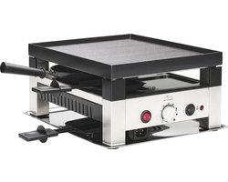 Solis 5 in 1 Tafelgrill 791 Gourmetstel 4 Personen - Grill, Wok, Pizzamaker, Raclette en Pannenkoeken - Raclette Gourmet Set - Bakplaat Gourmetten - Zilver/Zwart