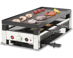 Solis 5 in 1 Tafelgrill 791 Gourmetstel 8 Personen - Grill, Wok, Pizzamaker, Raclette en Pannenkoeken - Raclette Gourmet Set - Bakplaat Gourmetten - Zilver/Zwart