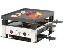 Solis Raclette & Pizza Grill - Gourmetstel 4 Personen - Raclette Gourmet Stel - Tafelgrill met 4 Verschillende Functies