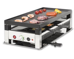 Solis Raclette & Pizza Grill - Gourmetstel 8 Personen - Raclette Gourmet Stel - Tafelgrill met 4 Verschillende Functies