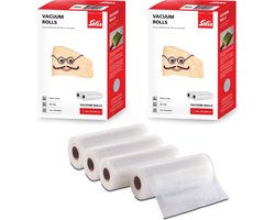 Solis Vacuumrollen - 20 x 600 cm - Geschikt voor Diepvries, Magnetron en Sous Vide Koken - BPA-Vrij - Drielaags Vacuum Rollen - Vacuumfolie Rollen - 4 Stuks
