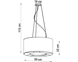 Sollux Lighting Kroonluchte Saturno - 112x50x50cm - E27 - zwart - stof/PVC/staal