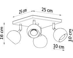 Sollux Lighting Plafondlamp Oculare - 16x25x25cm - GU10 - wit - staal