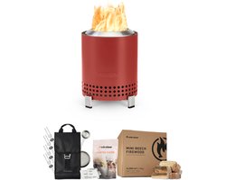 Solo Stove Mesa Vuurkorf voor op tafel Starter-Set | Incl. Rookvrije en Roestvrij staal Tafel Fire Pit, Accessoirespakket, Mini Brandhout, Aansteker, (HxB): 17,5 x 13 cm, 635 g, Rood