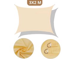 Solud® schaduwdoek 3X2 M rechthoekig beige - schaduwdoek vierkant inc. bevestigingsmateriaal - zonnedoeken schaduwdoeken - zonnedoek