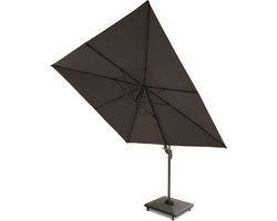 Solus | Zweefparasol | Grijs | 300 x 300 cm | Vierkant | Parasol | Kantelmechanisme | Draaimechanisme | Excl. kruisvoet en verzwaring