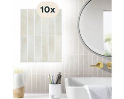 Solusia Zelfklevende Plaktegels - Beige Licht – 10 Luxe Plaktegels voor Wand – Waterdichte Wandpanelen voor Keuken, Badkamer en Toilet – 25,4 x 20 cm – Makkelijk aan te brengen - Tegeltjes Tegelstickers