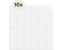 Solusia Zelfklevende Plaktegels - Wit – 10 Luxe Plaktegels voor Wand – Waterdichte Wandpanelen voor Keuken, Badkamer en Toilet – 25,4 x 25,4 cm – Makkelijk aan te brengen - Tegeltjes Tegelstickers