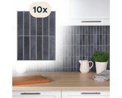 Solusia Zelfklevende Plaktegels - Zwart – 10 Luxe Plaktegels voor Wand – Waterdichte Wandpanelen voor Keuken, Badkamer en Toilet – 25,4 x 20 cm – Makkelijk aan te brengen - Tegeltjes Tegelstickers