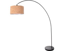 Solva 4345ZW booglamp - zwart met kurken kap Ø40 cm, moderne eigentijdse vloerlamp, Mexlite