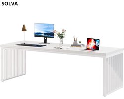 SOLVA Bureau - Bureautafel - Computerbureau - Computertafel - Kantoortafel - Thuiswerken - Extra Lang - 180×60×76 cm - Wit