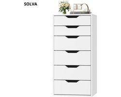 SOLVA Kast - Ladekast - Dressoir - Opbergkast - Ladekastje - 6 Lades - Modern En Stijlvol - Hoge Kast - 45x40x90,5 cm - Wit