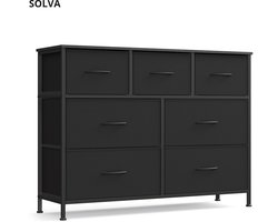 SOLVA Ladekast - Opbergkast - Dressoir - Ladenkast - Ladenkastje - 7 Lades - Moderne Stijl - 30×32×81 cm - Zwart