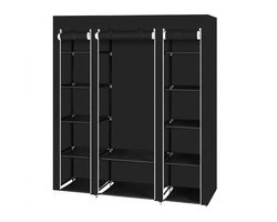 Solvix Draagbare Kledingkast – Stoffen Garderobekast met Opbergplanken – Kleding Organizer voor Slaapkamer – Ritssluiting – 146x44x175 cm